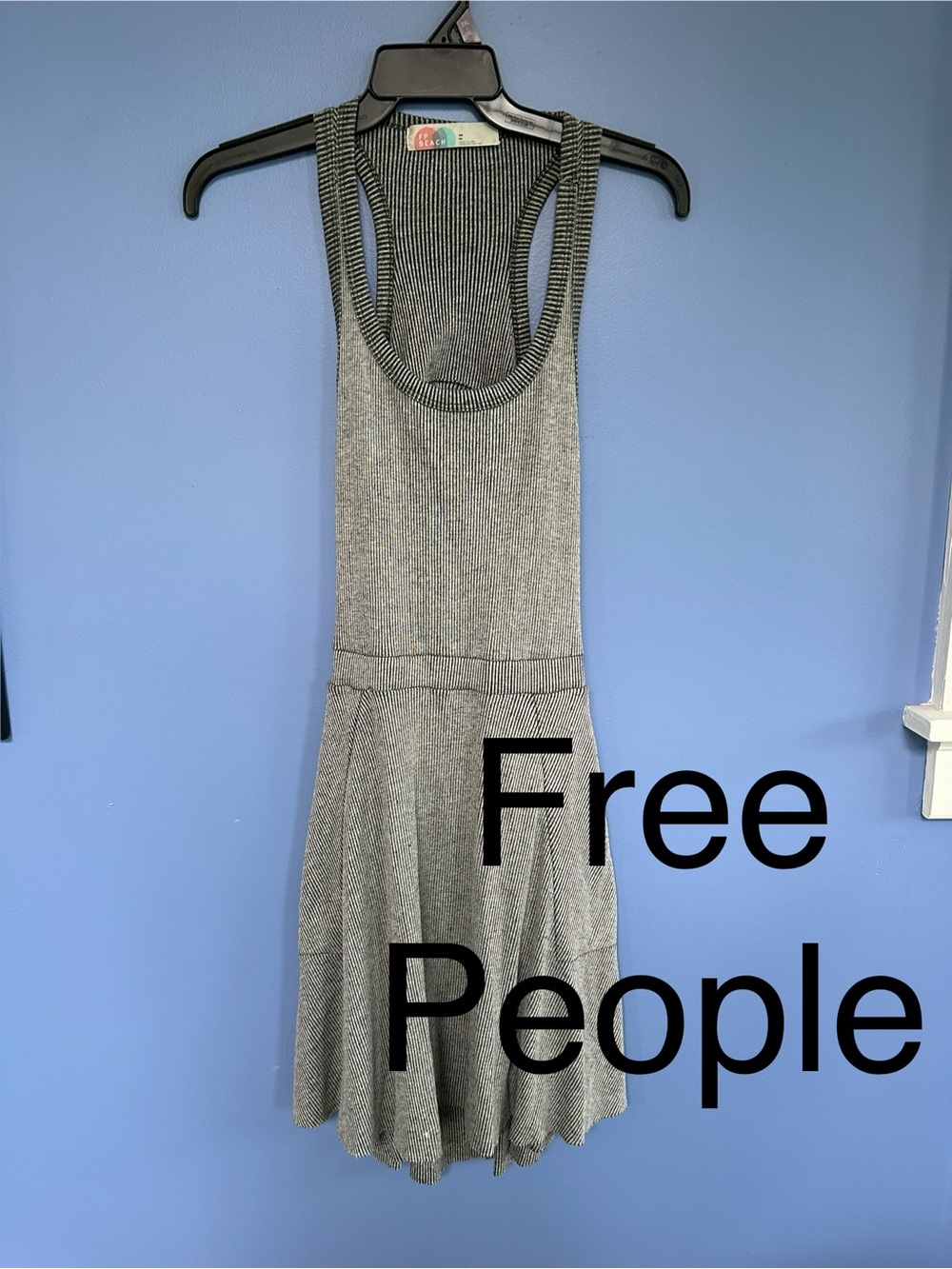 Free People Gray Ribbed Knit Tank Mini Dress